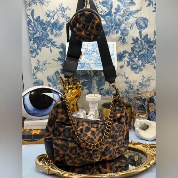 🆕 KURT GEIGER LONDON 🧿 NWOT Recycled Nylon Multi Crossbody Bag, Leopard Print - Picture 2 of 15